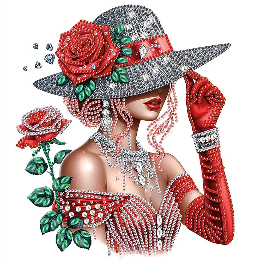 Girl With Top Hat - Special Shaped Drill Diamond Painting 30*30CM