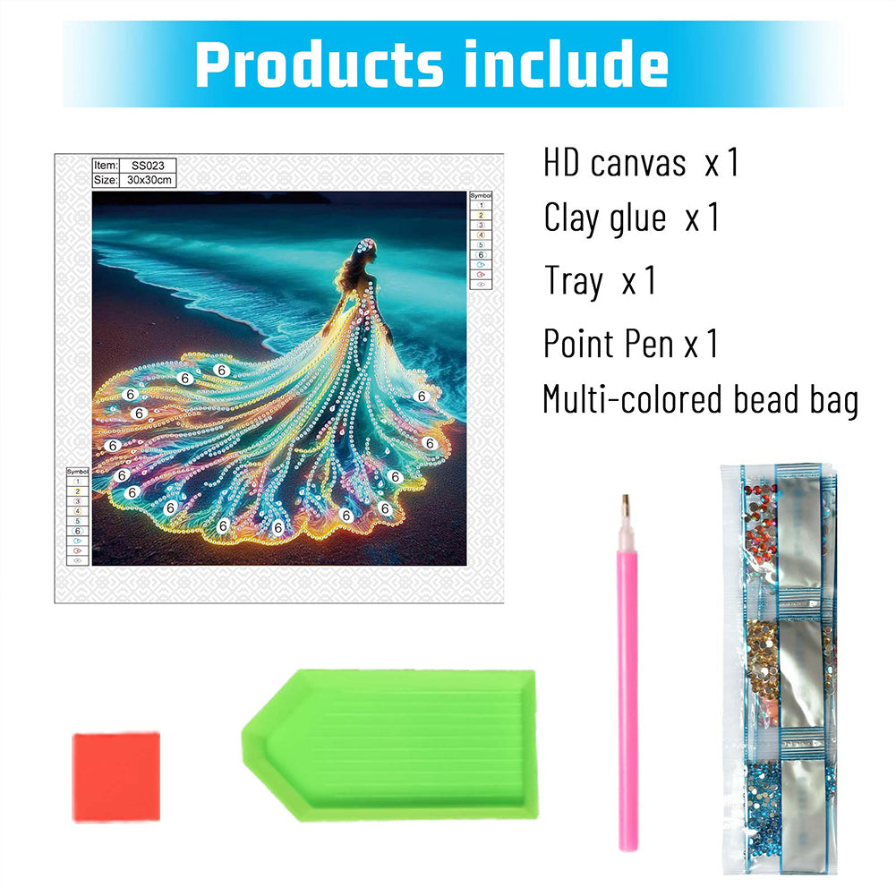 Girl With A Beautiful Skirt - Special Shaped Drill Diamond Painting 30*30CM