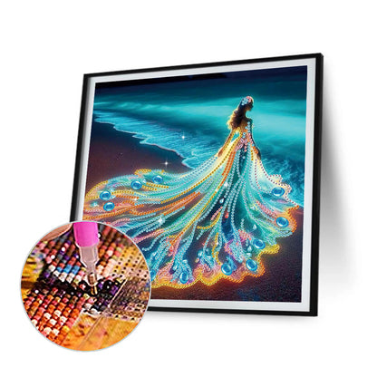 Girl With Beautiful Skirt - Special Shaped Drill Diamond Painting 30*30CM