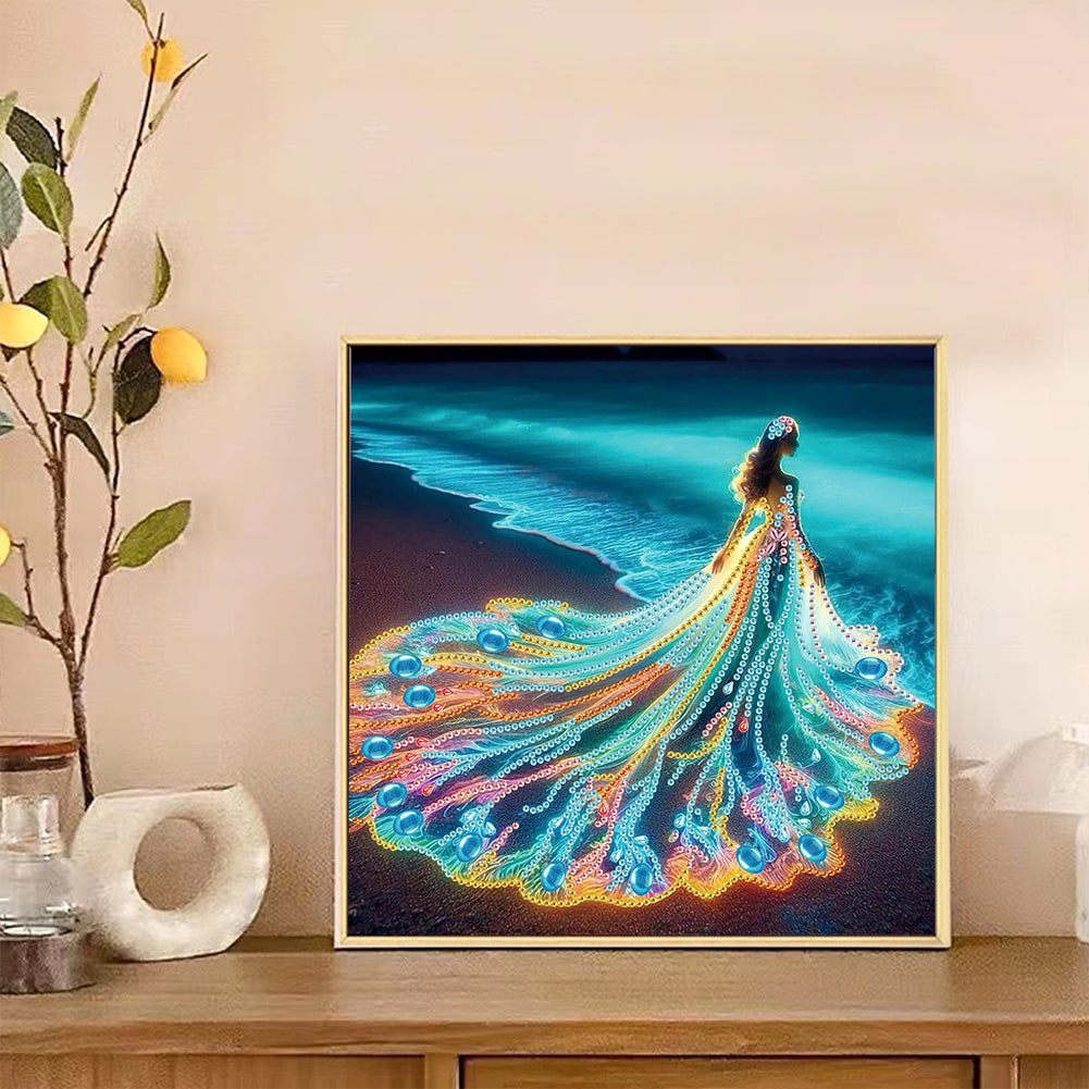Girl With Beautiful Skirt - Special Shaped Drill Diamond Painting 30*30CM