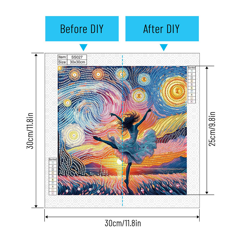 Dancing Girl On Starry Night - Special Shaped Drill Diamond Painting 30*30CM