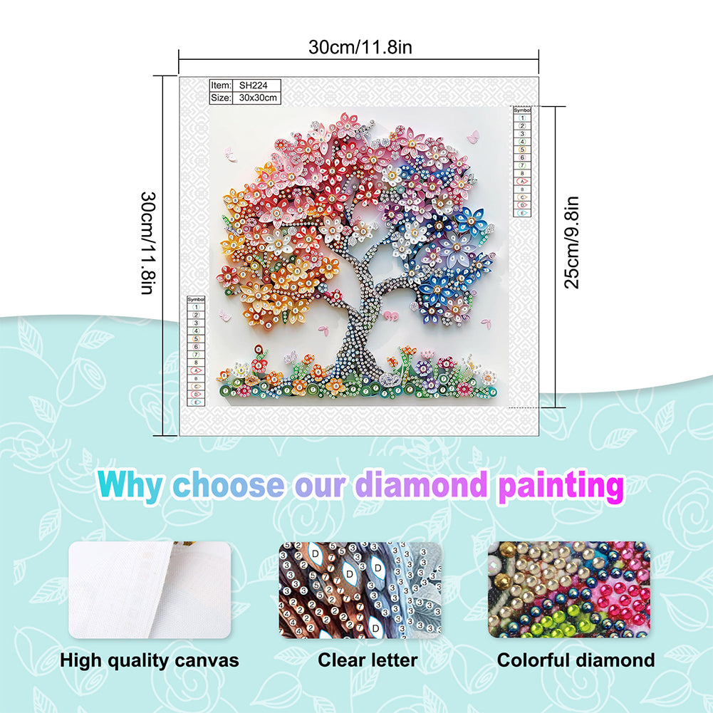 Quilling Tree Of Life - Special Shaped Drill Diamond Painting 30*30CM