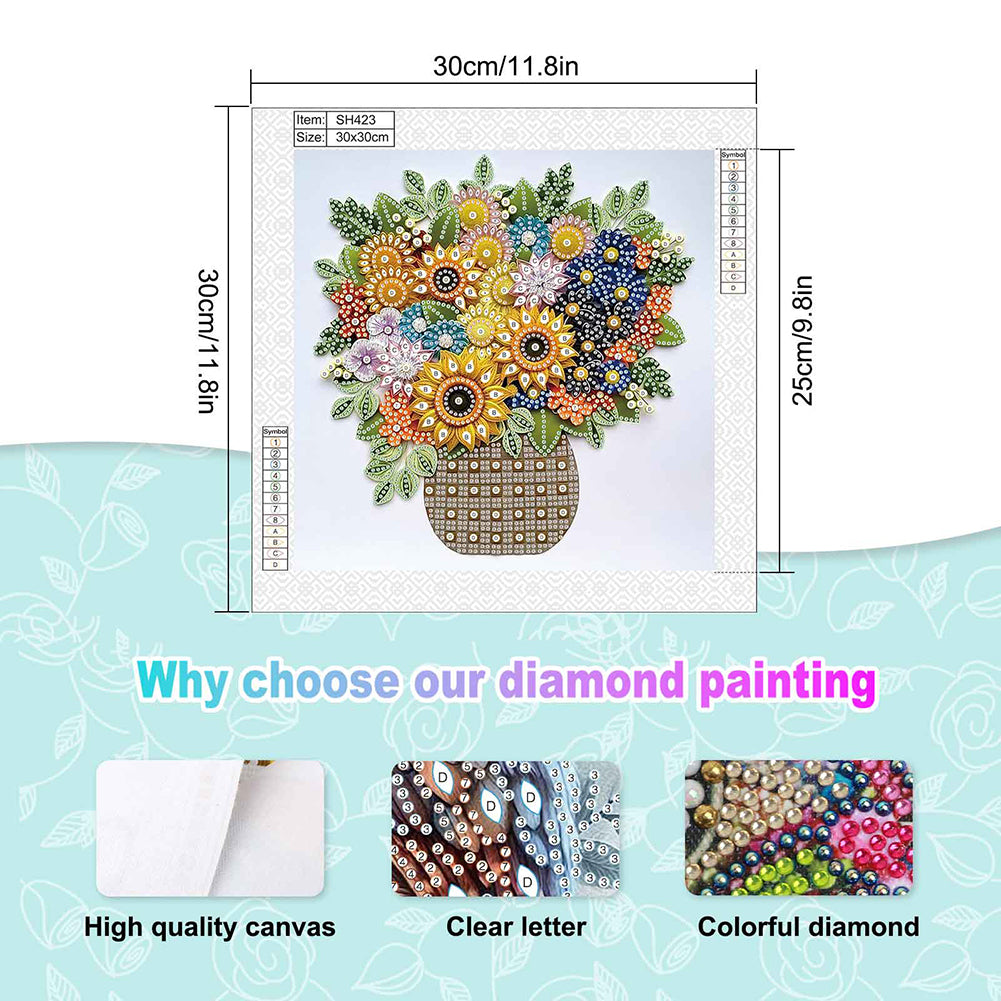 Quilling Sunflower Bouquet - Special Shaped Drill Diamond Painting 30*30CM
