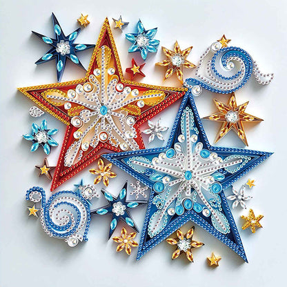 Quilling Five-Pointed Star - Special Shaped Drill Diamond Painting 30*30CM