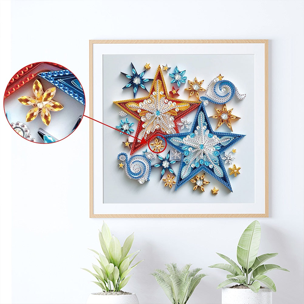 Quilling Five-Pointed Star - Special Shaped Drill Diamond Painting 30*30CM