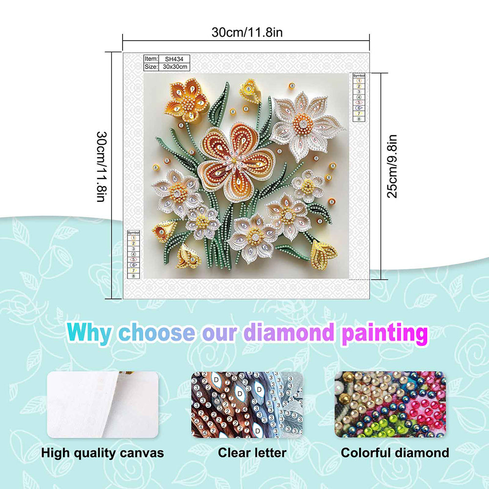 Quilling Flowers And Plants - Special Shaped Drill Diamond Painting 30*30CM