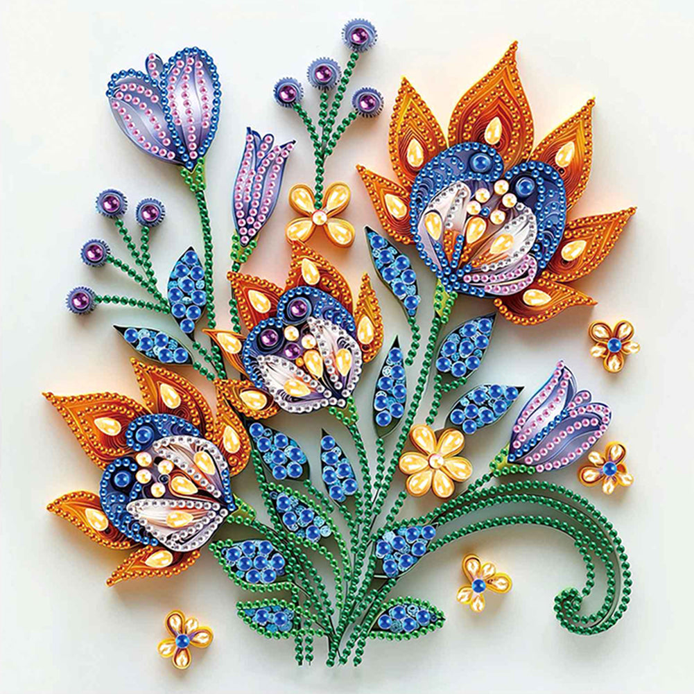 Quilling Flowers And Plants - Special Shaped Drill Diamond Painting 30*30CM