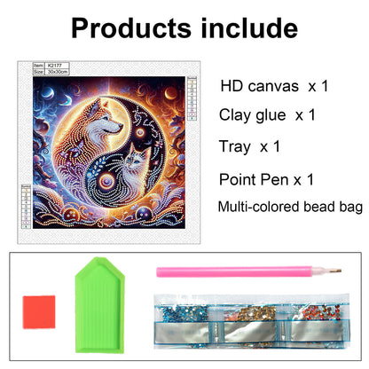 Tai Chi Bagua Cat And Dog - Special Shaped Drill Diamond Painting 30*30CM