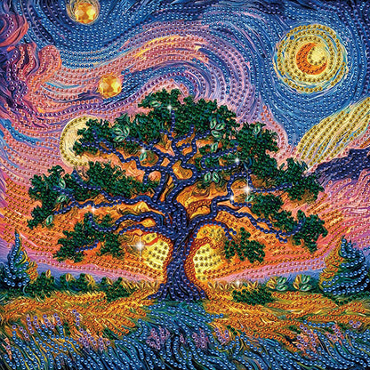 Starry Night Forest - Special Shaped Drill Diamond Painting 30*30CM