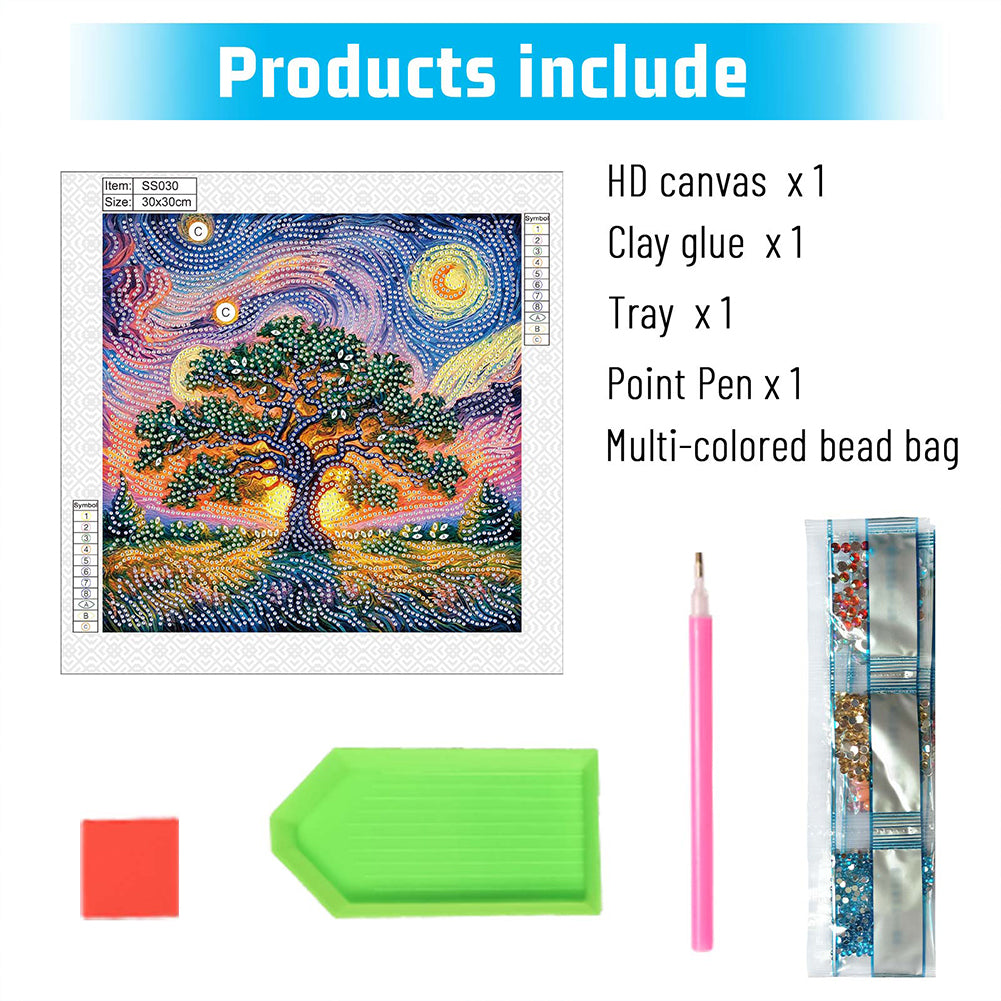 Starry Night Forest - Special Shaped Drill Diamond Painting 30*30CM