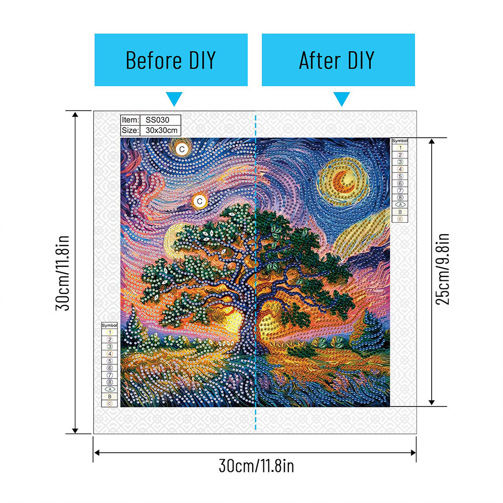 Starry Night Forest - Special Shaped Drill Diamond Painting 30*30CM