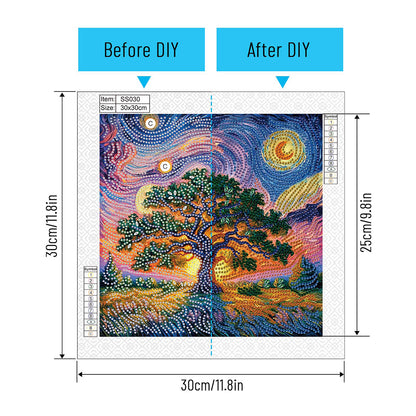 Starry Night Forest - Special Shaped Drill Diamond Painting 30*30CM
