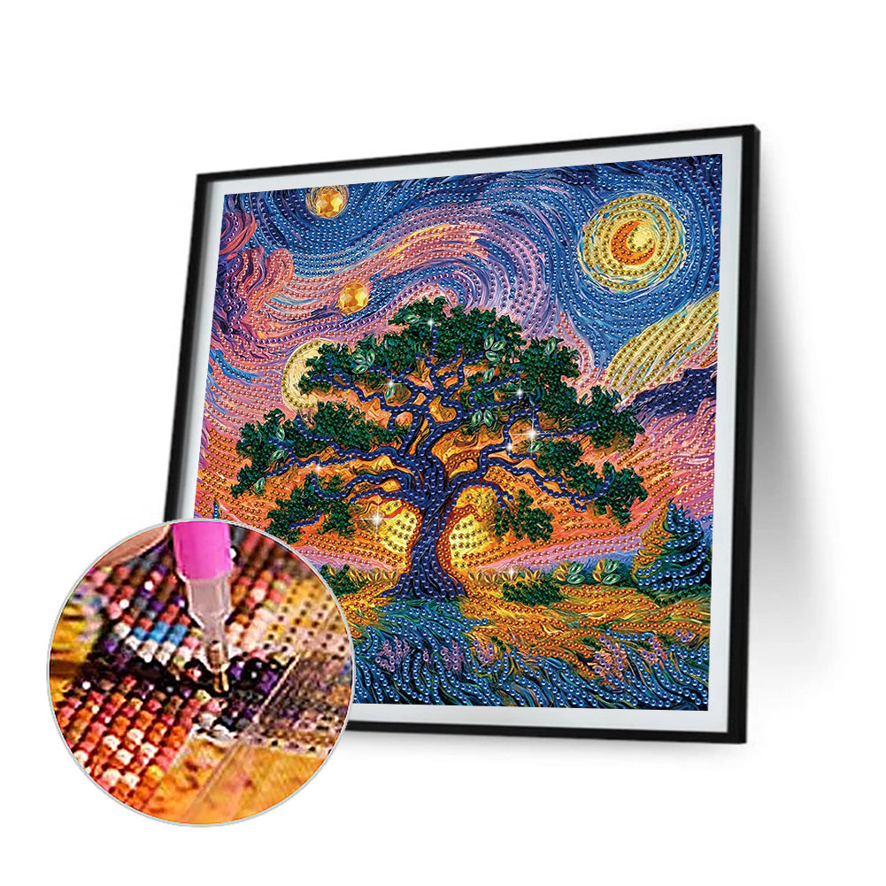 Starry Night Forest - Special Shaped Drill Diamond Painting 30*30CM