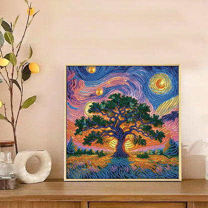 Starry Night Forest - Special Shaped Drill Diamond Painting 30*30CM