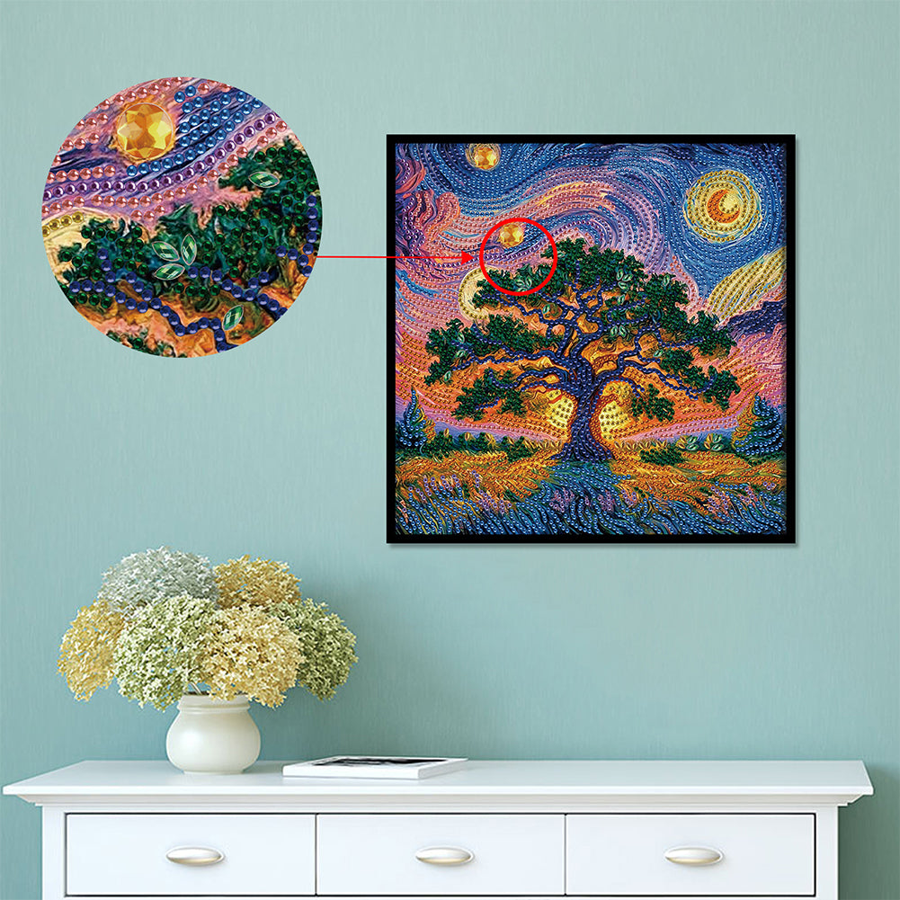 Starry Night Forest - Special Shaped Drill Diamond Painting 30*30CM