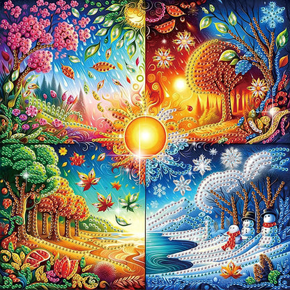 Four Seasons Forest - Special Shaped Drill Diamond Painting 30*30CM