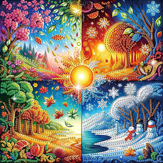 Four Seasons Forest - Special Shaped Drill Diamond Painting 30*30CM