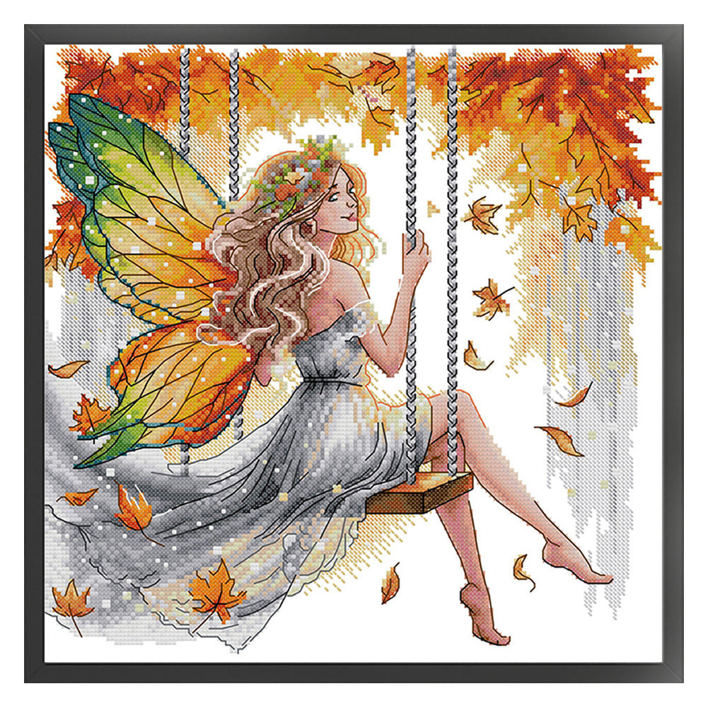 Autumn Swing Thousands Of Butterfly Fairies - 11CT Stamped Cross Stitch 44*44CM(Joy Sunday)
