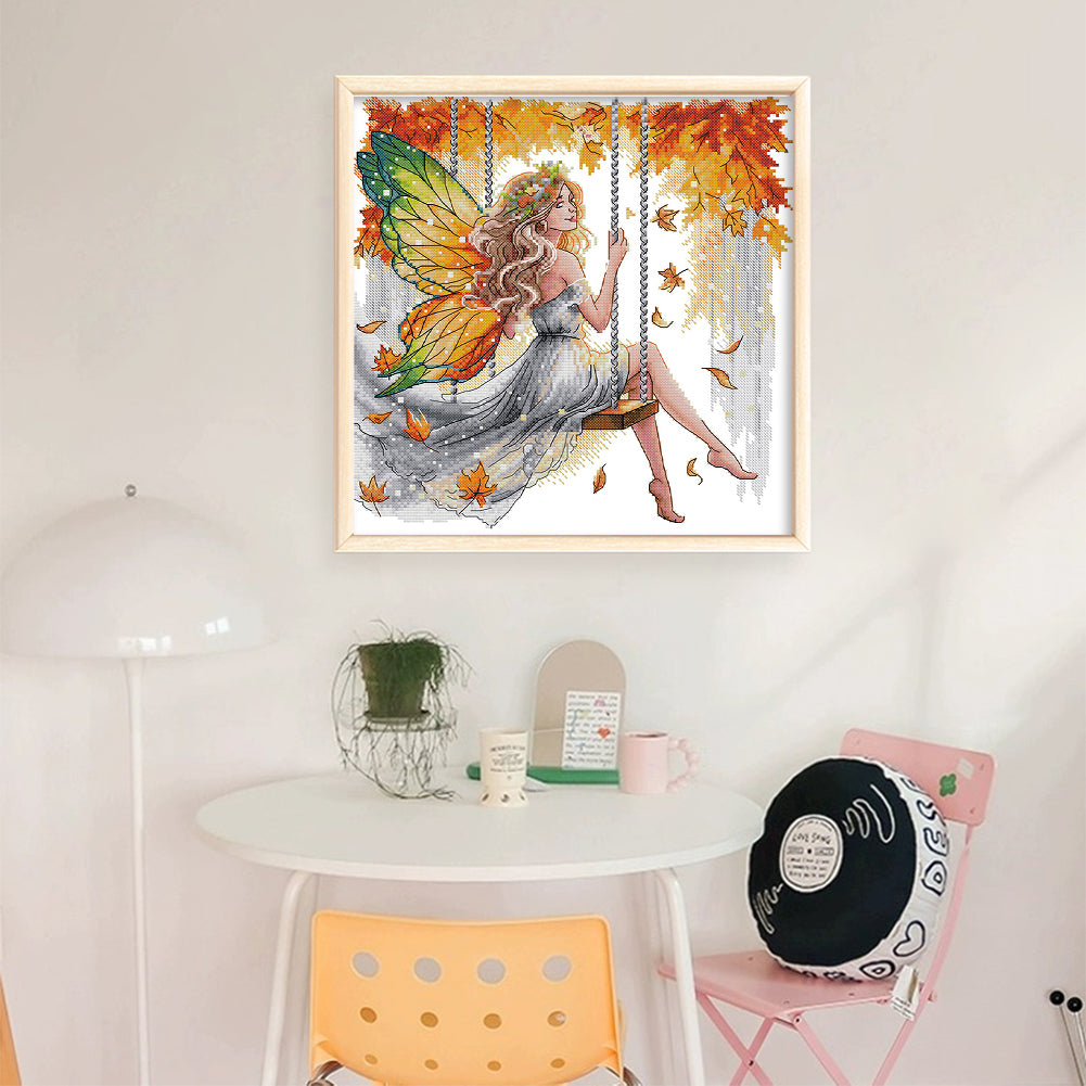 Autumn Swing Thousands Of Butterfly Fairies - 11CT Stamped Cross Stitch 44*44CM(Joy Sunday)