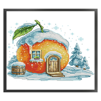 Orange Hut - 11CT Stamped Cross Stitch 33*27CM(Joy Sunday)