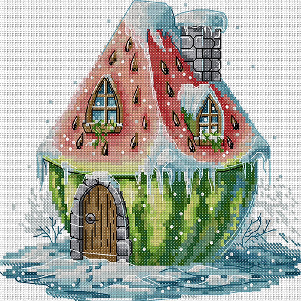 Watermelon Hut - 11CT Stamped Cross Stitch 29*27CM(Joy Sunday)