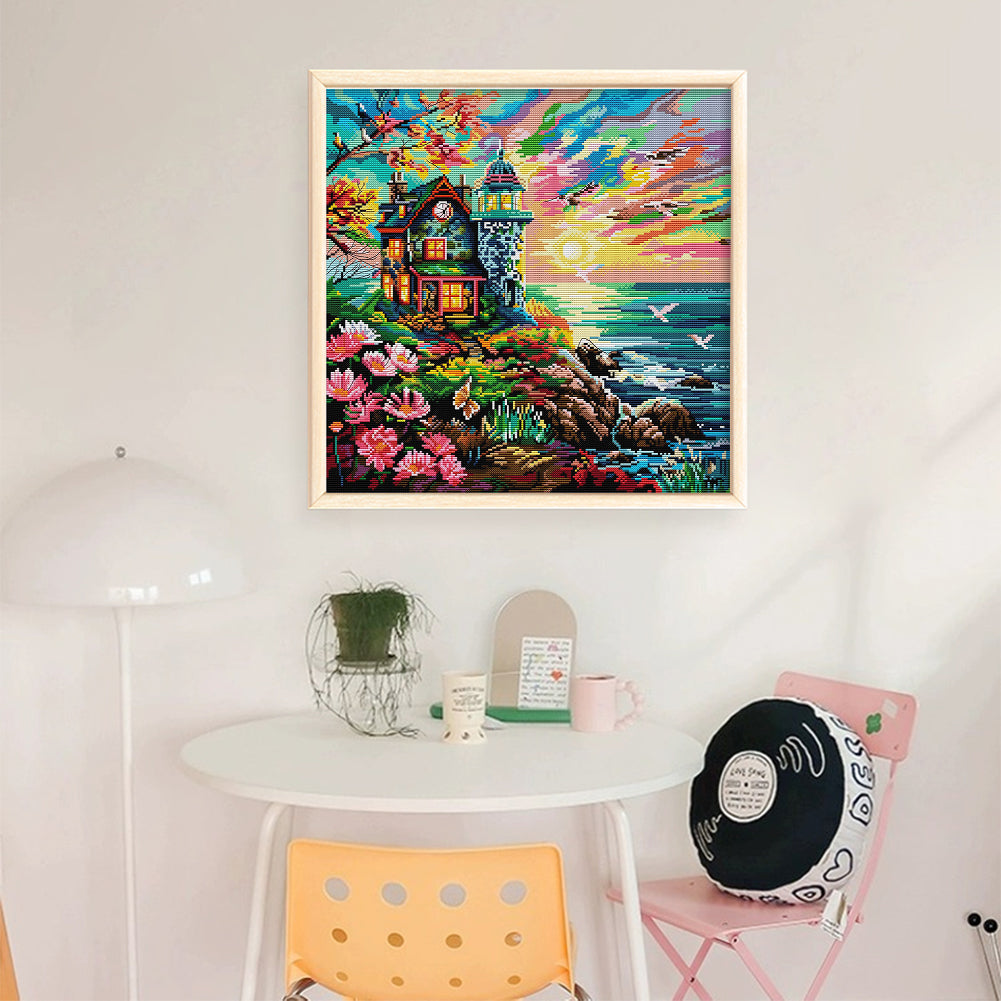 Lighthouse By The Sea Vi - 11CT Stamped Cross Stitch 55*55CM(Joy Sunday)