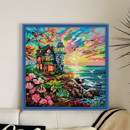 Lighthouse By The Sea Vi - 11CT Stamped Cross Stitch 55*55CM(Joy Sunday)