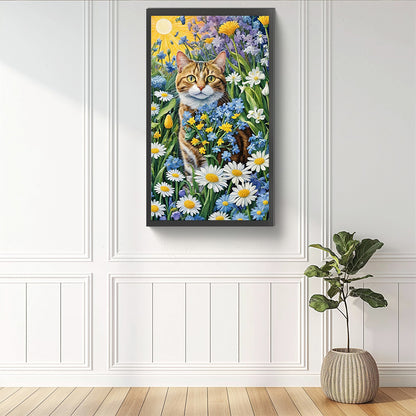 Cat And Flower - Full Round Drill Diamond Painting 40*70CM