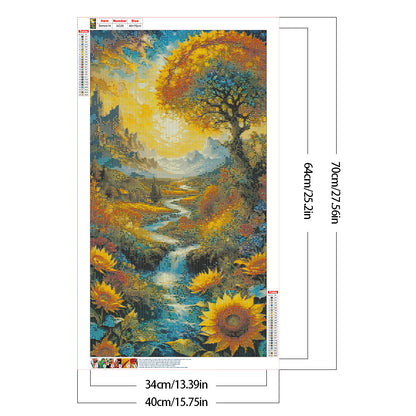 Streamside Scenery - Full Round Drill Diamond Painting 40*70CM