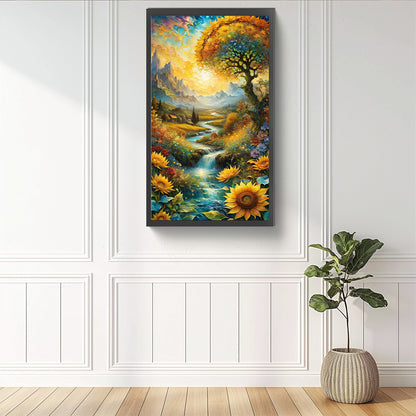 Streamside Scenery - Full Round Drill Diamond Painting 40*70CM