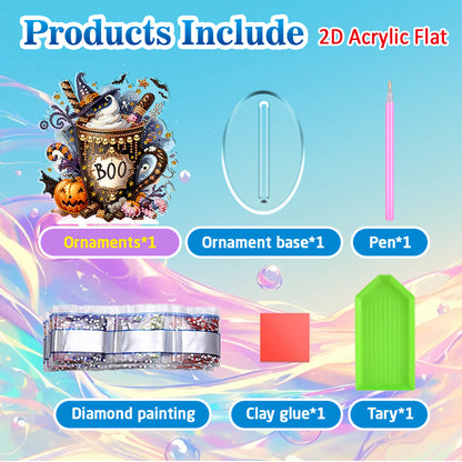 2D Flat Halloween DIY Diamond Painting 5D Desktop Ornaments Kit for Home Decor