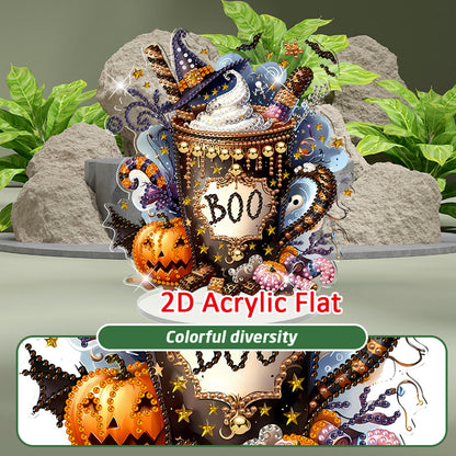 2D Flat Halloween DIY Diamond Painting 5D Desktop Ornaments Kit for Home Decor