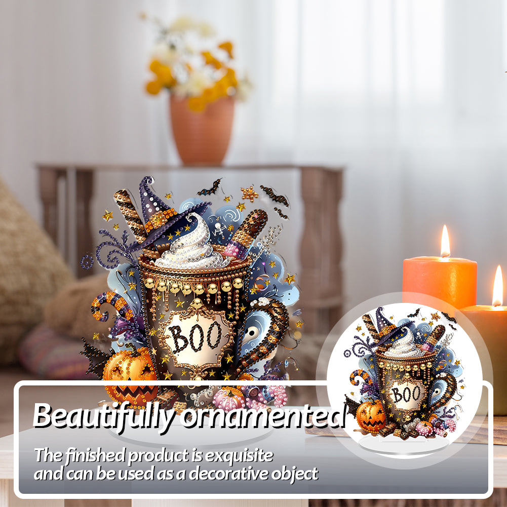 2D Flat Halloween DIY Diamond Painting 5D Desktop Ornaments Kit for Home Decor