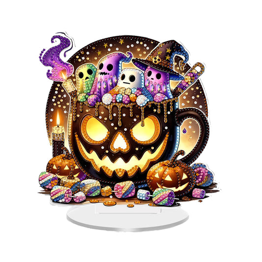2D Flat Halloween DIY Diamond Painting 5D Desktop Ornaments Kit for Home Decor