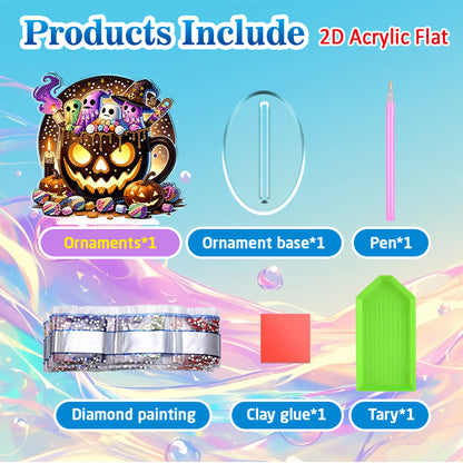 2D Flat Halloween DIY Diamond Painting 5D Desktop Ornaments Kit for Home Decor