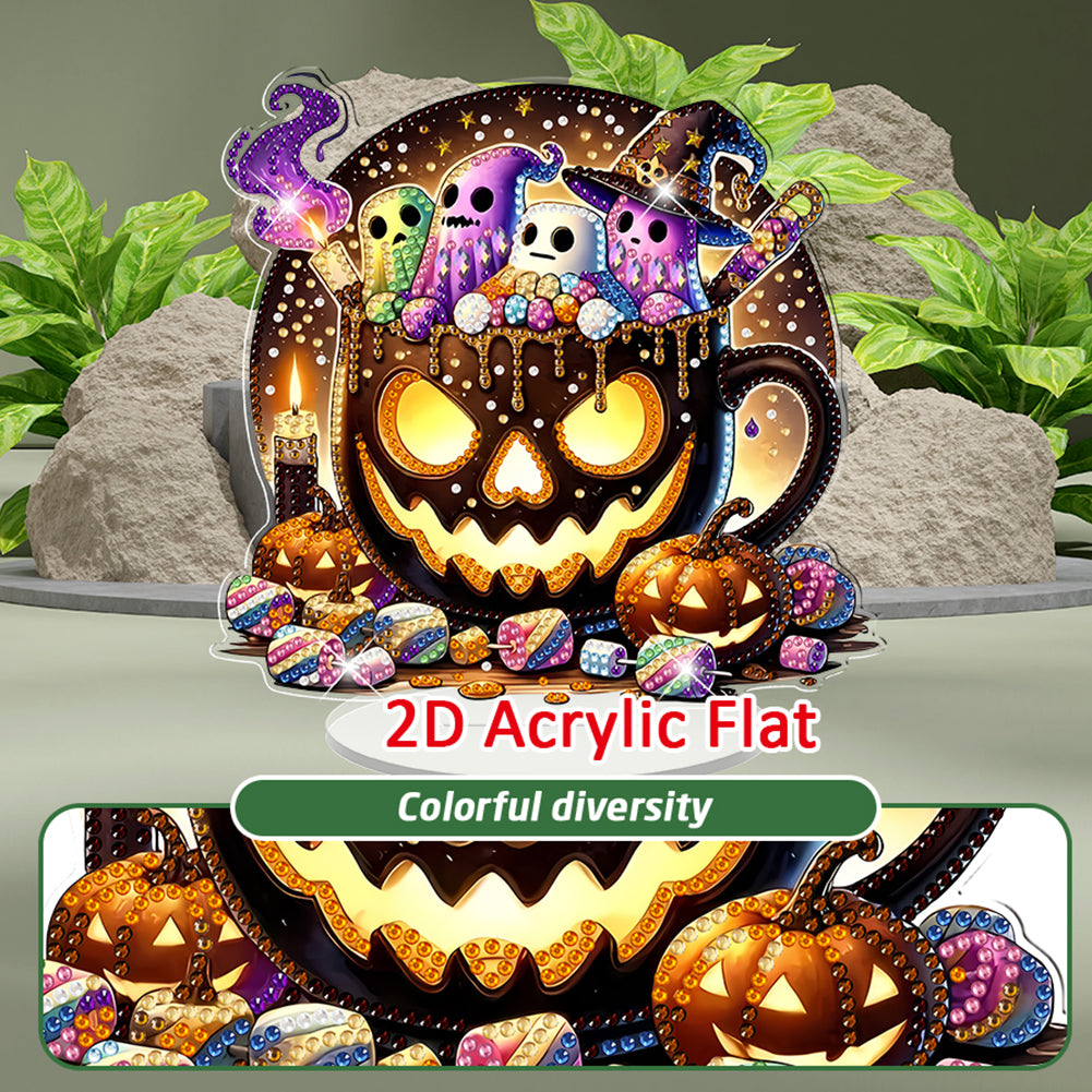 2D Flat Halloween DIY Diamond Painting 5D Desktop Ornaments Kit for Home Decor