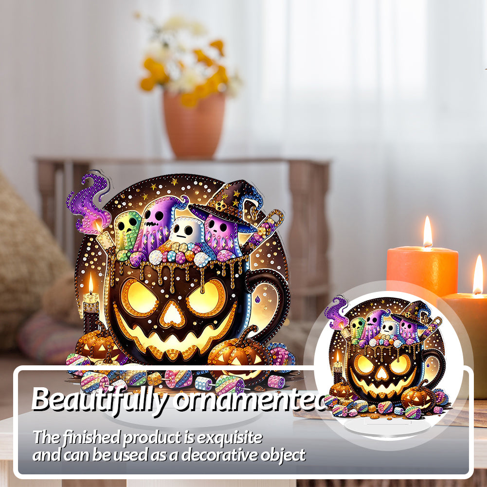 2D Flat Halloween DIY Diamond Painting 5D Desktop Ornaments Kit for Home Decor