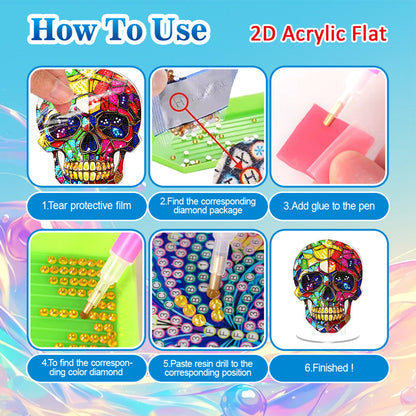 2D Flat Halloween DIY Diamond Painting 5D Desktop Ornaments Kit for Home Decor