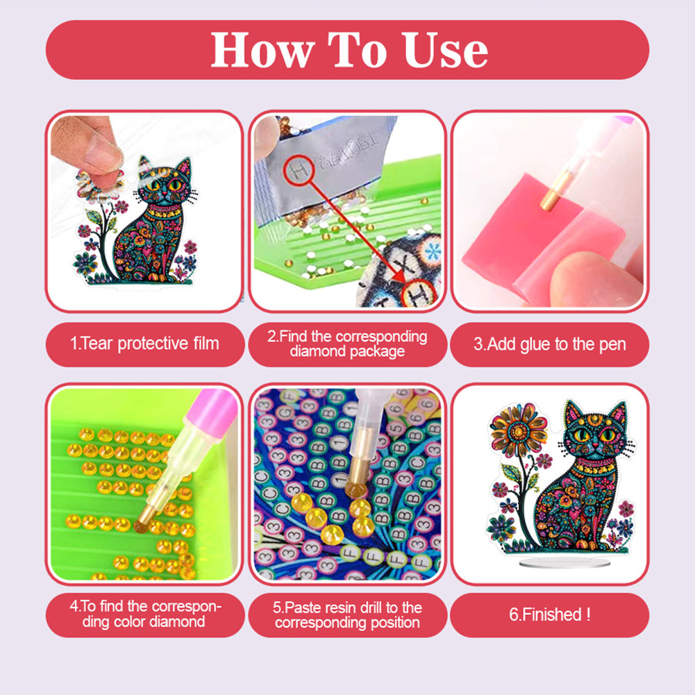 2D Flat Halloween DIY Diamond Painting 5D Desktop Ornaments Kit for Home Decor