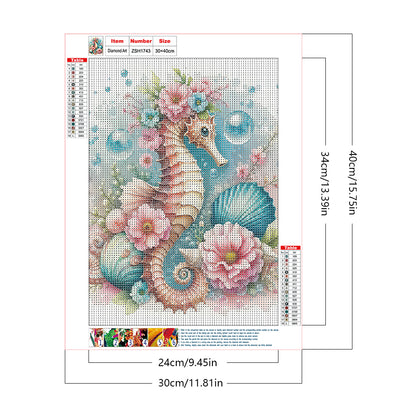 Flower Seahorse - Full Round Drill Diamond Painting 30*40CM