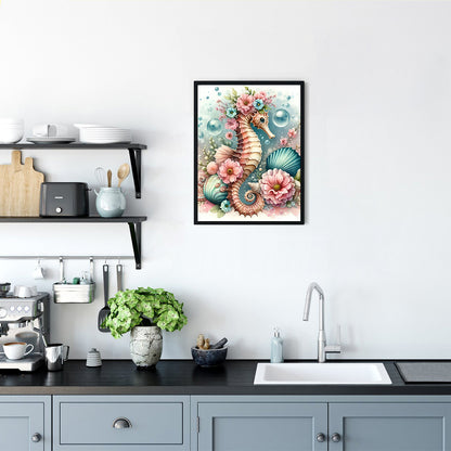 Flower Seahorse - Full Round Drill Diamond Painting 30*40CM
