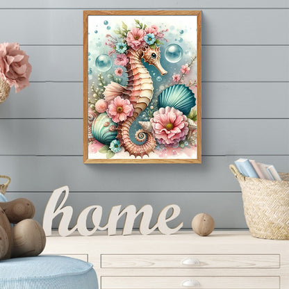 Flower Seahorse - Full Round Drill Diamond Painting 30*40CM