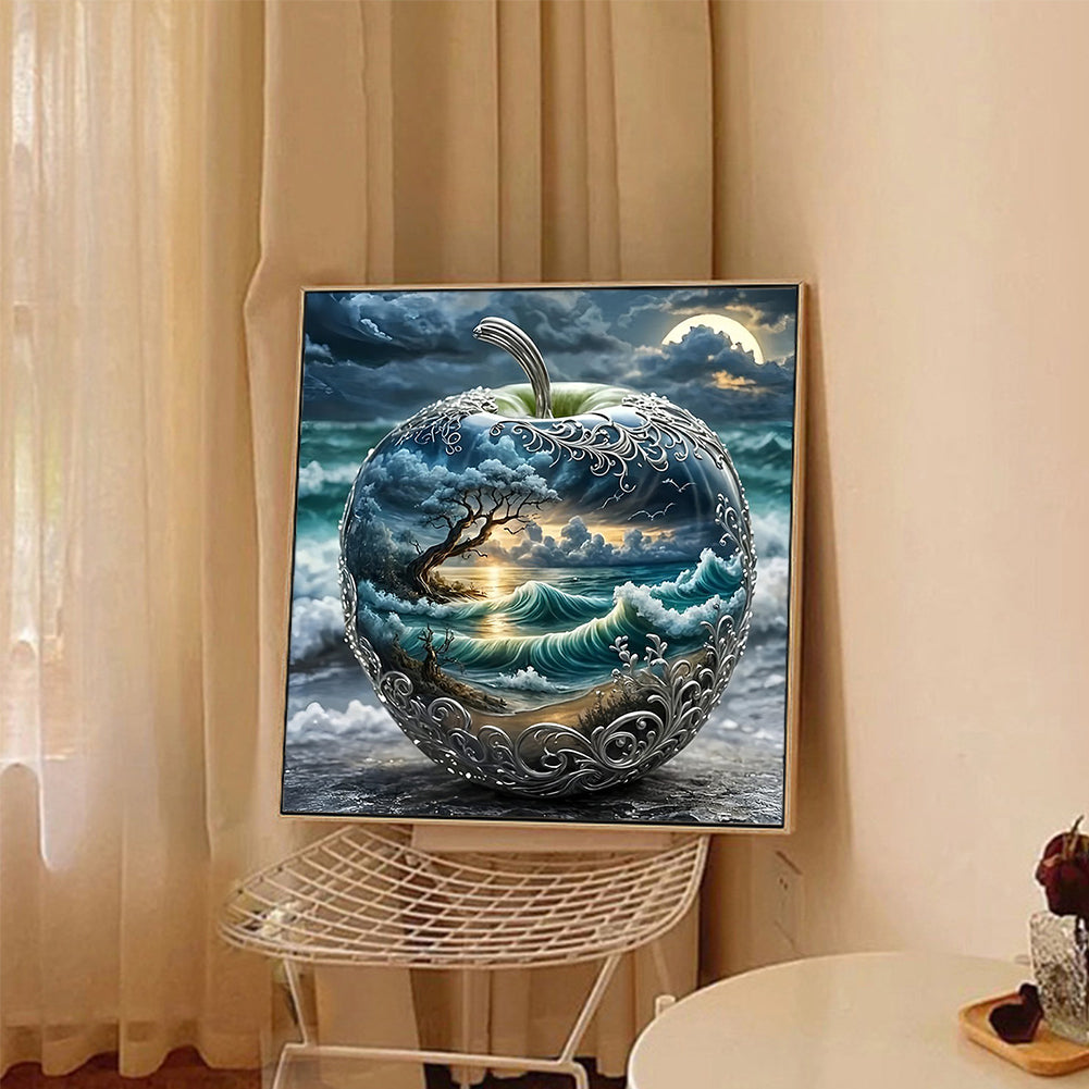 Crystal Apple On Seaside - Full Round Drill Diamond Painting 40*40CM