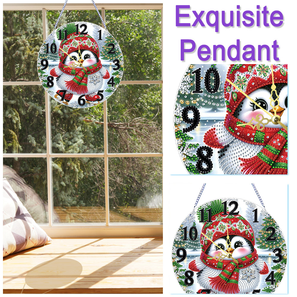 2D Flat DIY Xmas Diamond Painting Ornament with Clock Function Creative Craft