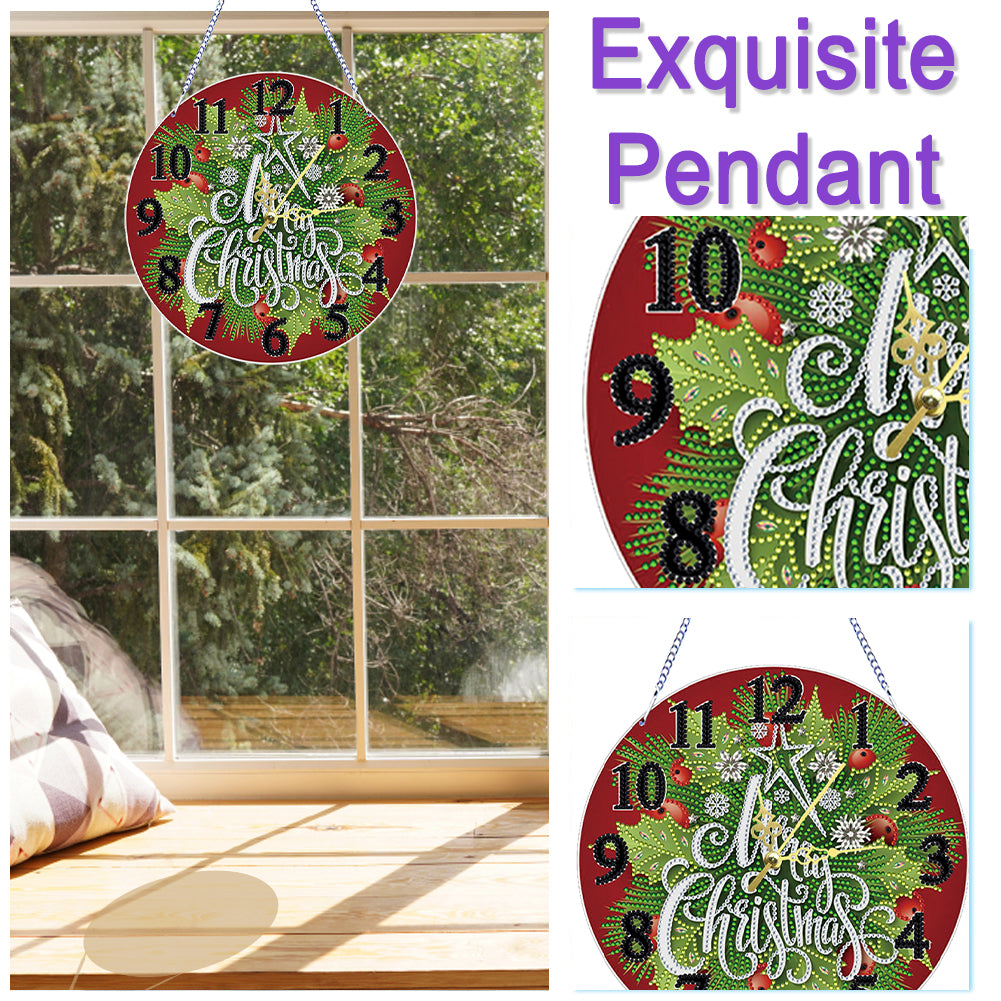 2D Flat DIY Xmas Diamond Painting Ornament with Clock Function Creative Craft