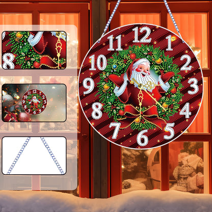 2D Flat DIY Xmas Diamond Painting Ornament with Clock Function Creative Craft