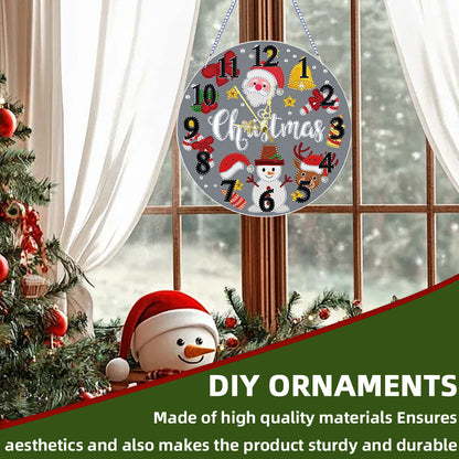 2D Flat DIY Xmas Diamond Painting Ornament with Clock Function Creative Craft