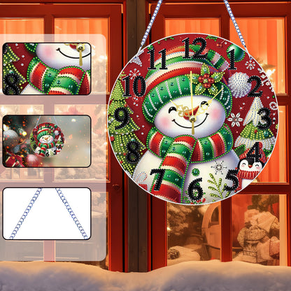 2D Flat DIY Xmas Diamond Painting Ornament with Clock Function Creative Craft