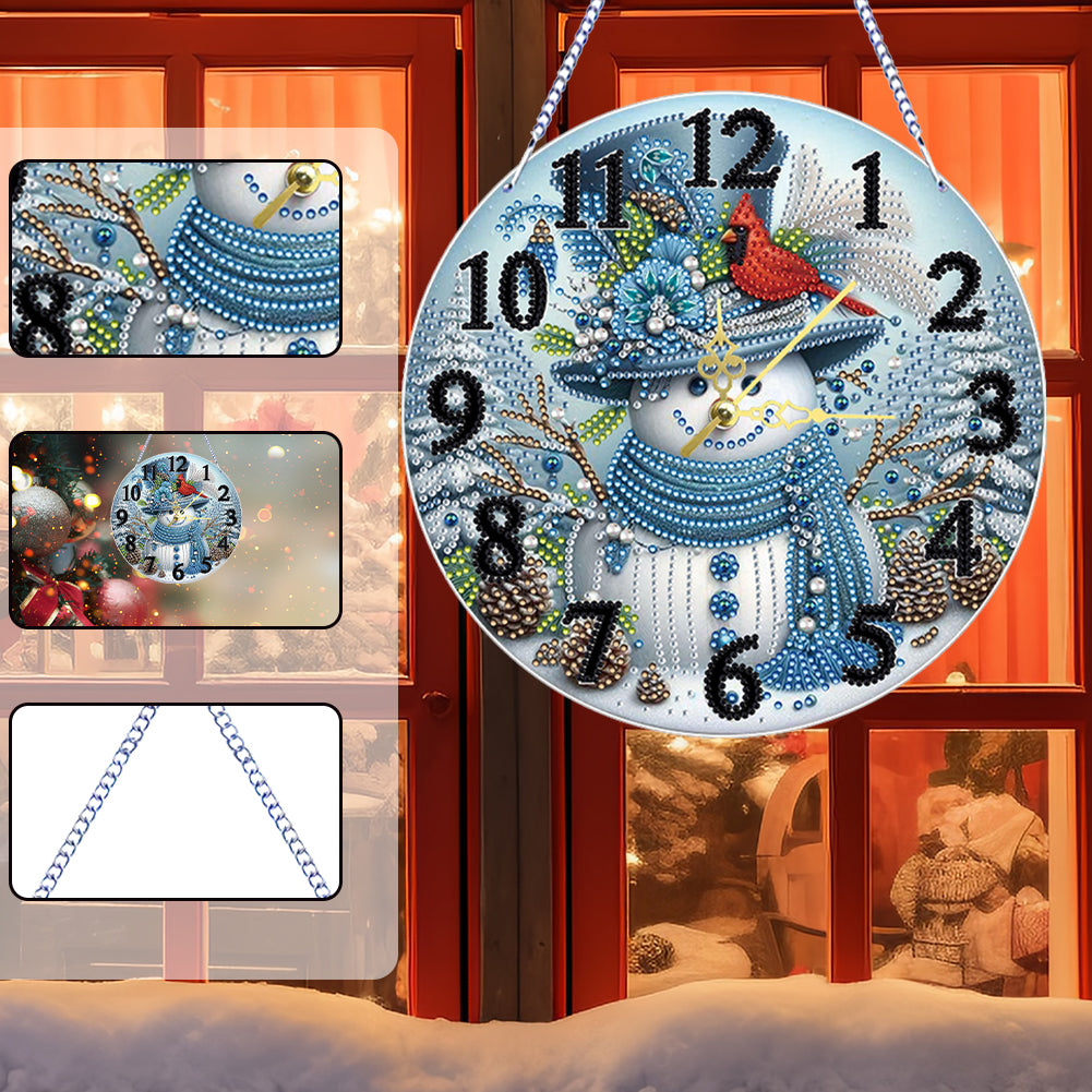 2D Flat DIY Xmas Diamond Painting Ornament with Clock Function Creative Craft