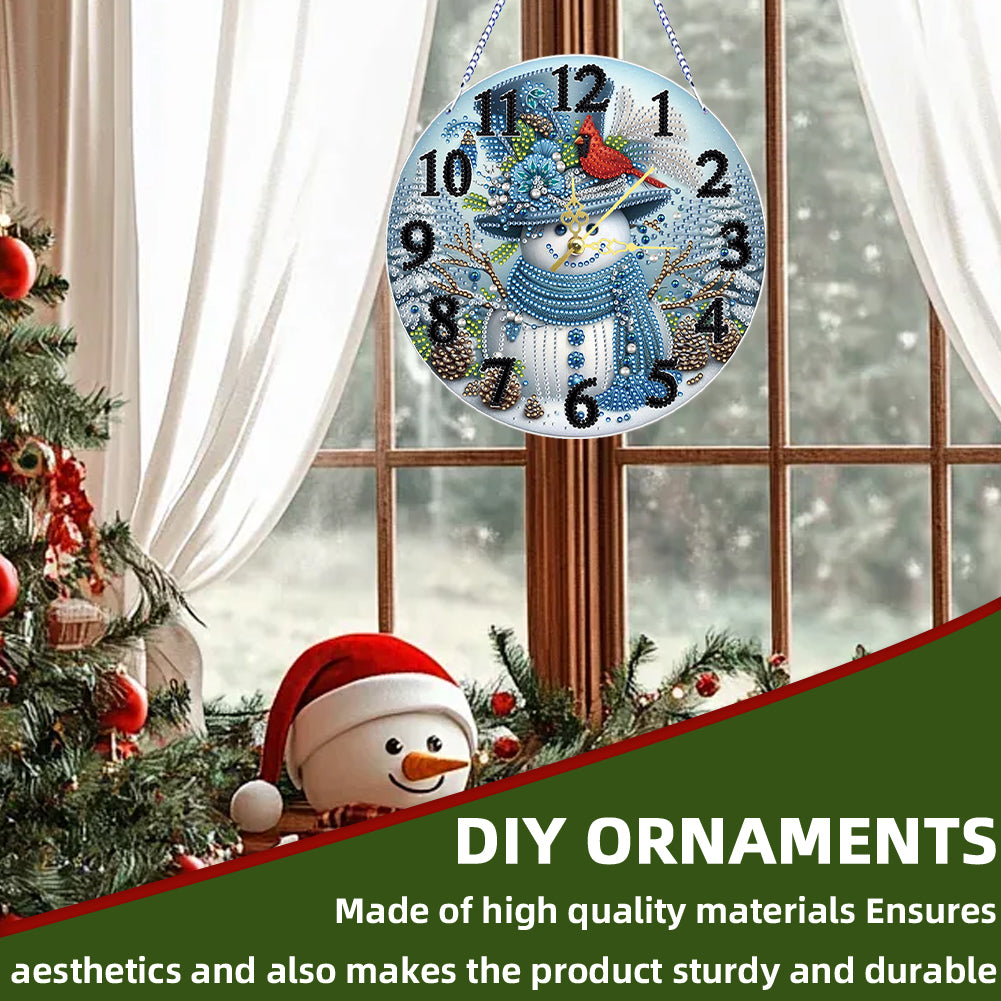 2D Flat DIY Xmas Diamond Painting Ornament with Clock Function Creative Craft